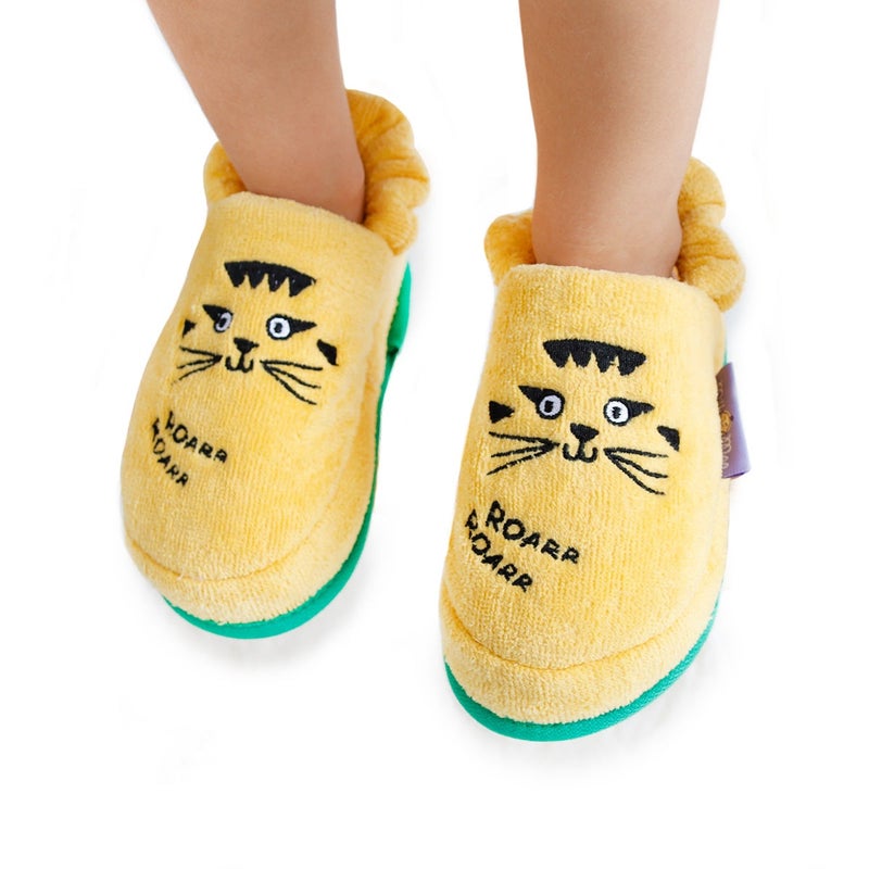 Milk & Moo Kids Slippers, 20cm 100% Cotton, Kids Indoor Slippers, Non-Slip Soft Sole, Slip-On Lightweight, Breathable, Ideal for Home, Bath, Indoor Use, Skater Cheetah Design, For Boys and Girls, 5-6 Years Old - Image 2